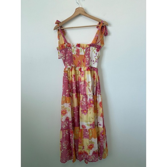 NWOT women's July & June Smocked Floral Dress – Peach Poppy – Size Small - Picture 6 of 6